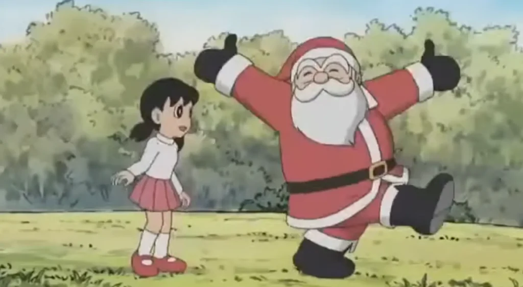 doraemon title santa claus the thief on christmas eve shizuka and santa claus dancing